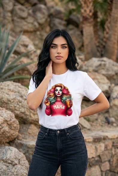 Spooky Mama Clown Graphic Tee White Gildan Size M Handmade New