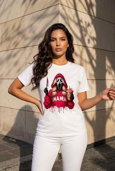 Mama Horror Graphic T-Shirt White Gildan Size M New