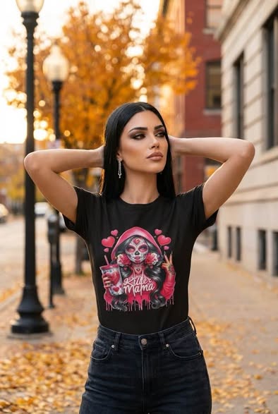 Killer Mama Sugar Skull Graphic T-Shirt Black Gildan Size M New