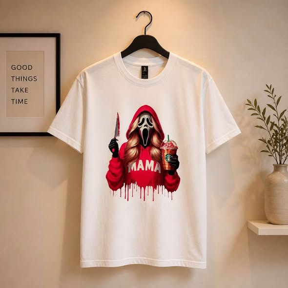 Mama Horror Graphic T-Shirt White Gildan Size M New