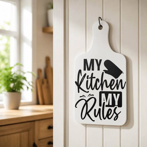 My Kitchen My Rules Decor Cutting Board Handmade Kitchen Wall Decor 12x7