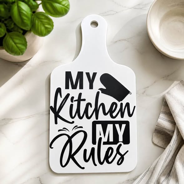 My Kitchen My Rules Decor Cutting Board Handmade Kitchen Wall Decor 12x7