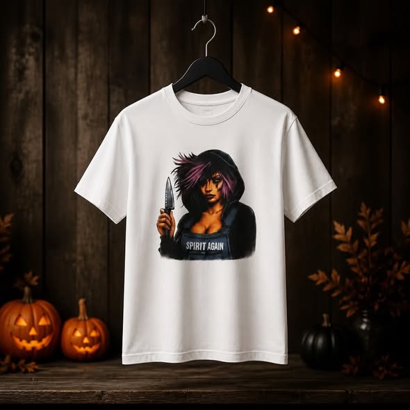 Spooky Mom Halloween Graphic T-Shirt Horror Knife Tee Size Small