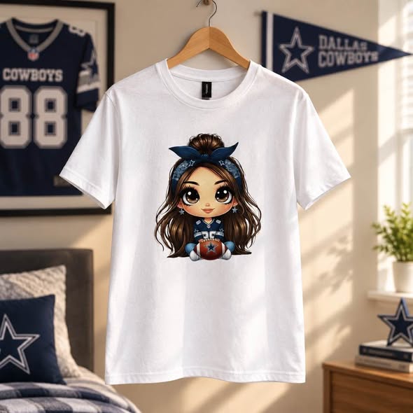 Women's Football Girl Graphic T-Shirt White Gildan Small Handmade Game Day Tee - Beauty&Beyond