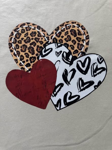 Leopard Print Hearts Graphic T-Shirt – Women's Trendy Handmade Gildan Size Small