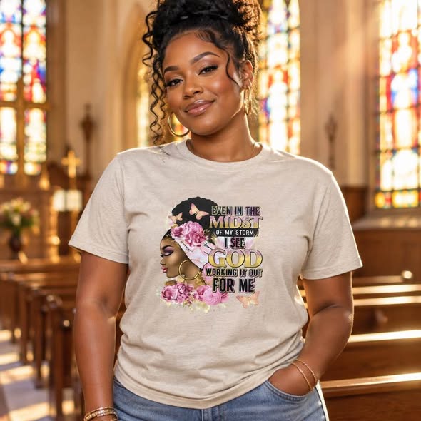 Inspirational Christian Faith Graphic T-Shirt – God Is Working It Out for Me | Size Small