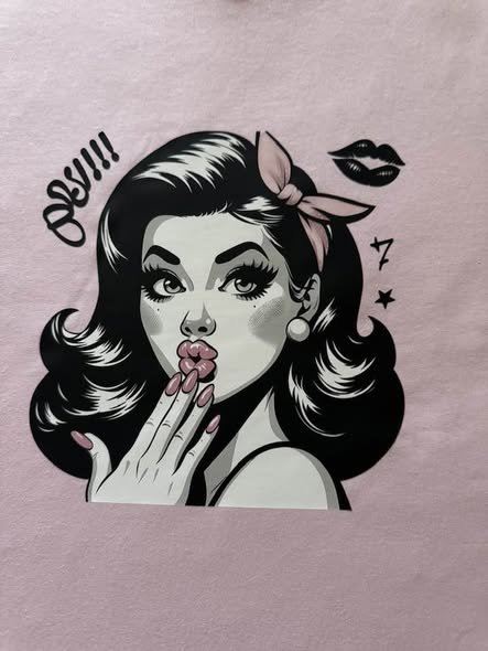 Retro Pin-Up Girl Graphic T-Shirt – Vintage Rockabilly Handmade Gildan Tee | Size Small