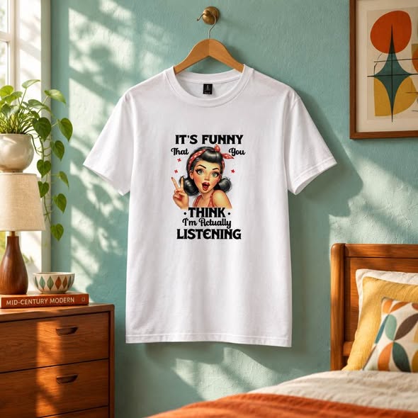 Women's Funny Retro 50s Graphic T-Shirt – Vintage Pin Up Girl Sarcastic Tee – Small