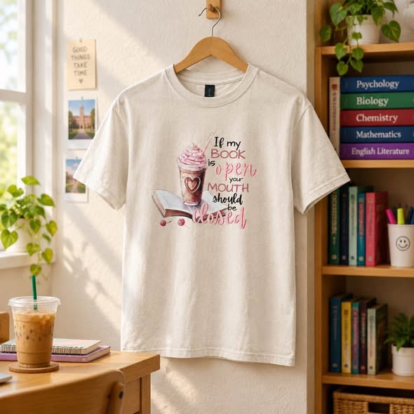 Book Lover Graphic T-Shirt – Handmade – Size Small