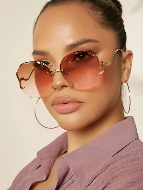 Ombre Rimless Pink Sunglasses